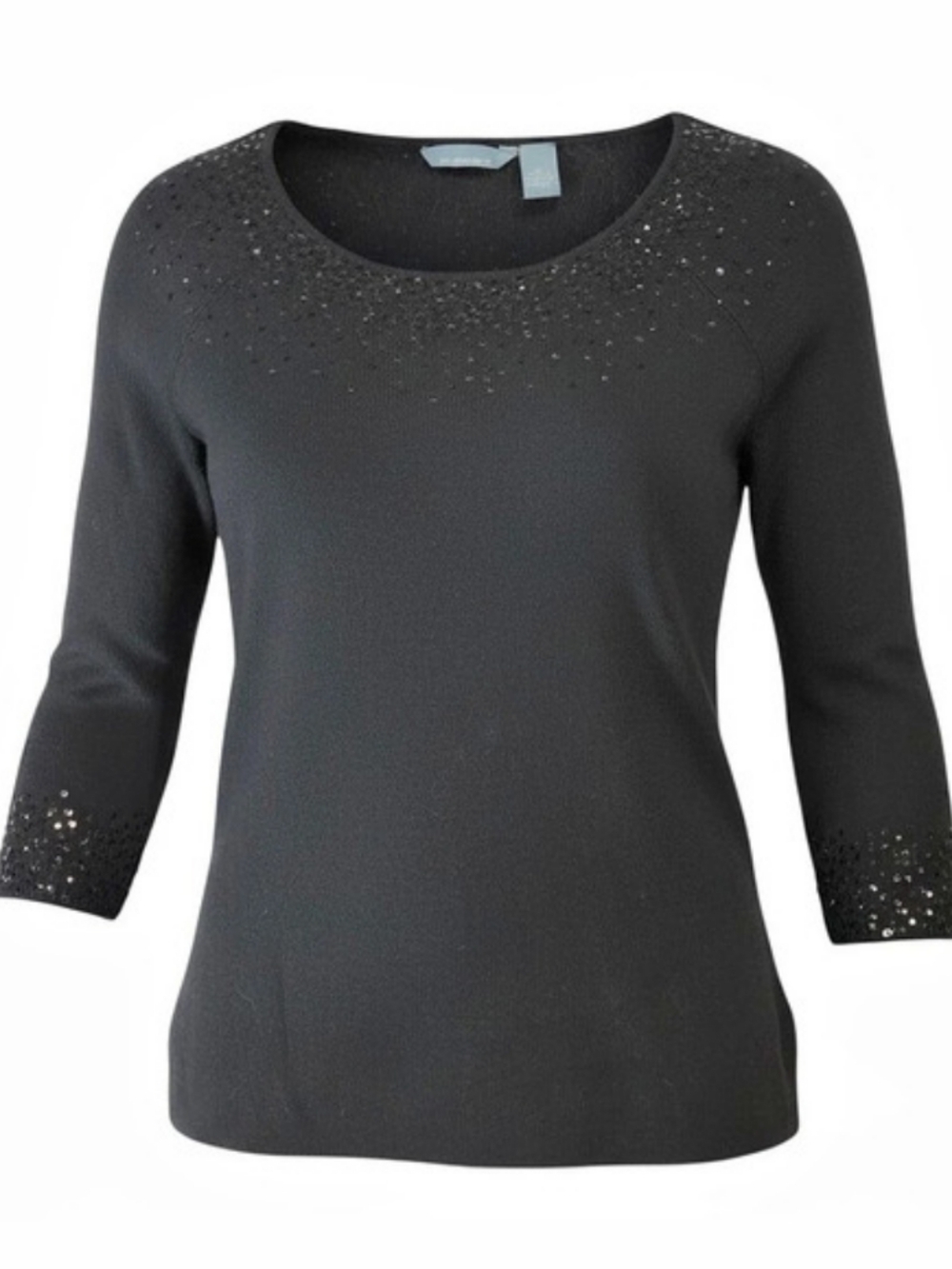 Hillard & Hanson Embellished Black Top Size Large
